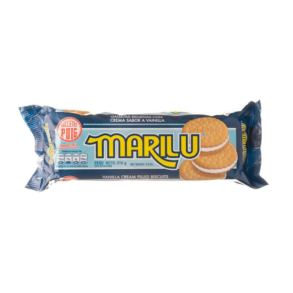 Marilú Cookies Vanilla - Galletas Marilú originales de Puig - Vainilla Cream Filled Biscuits